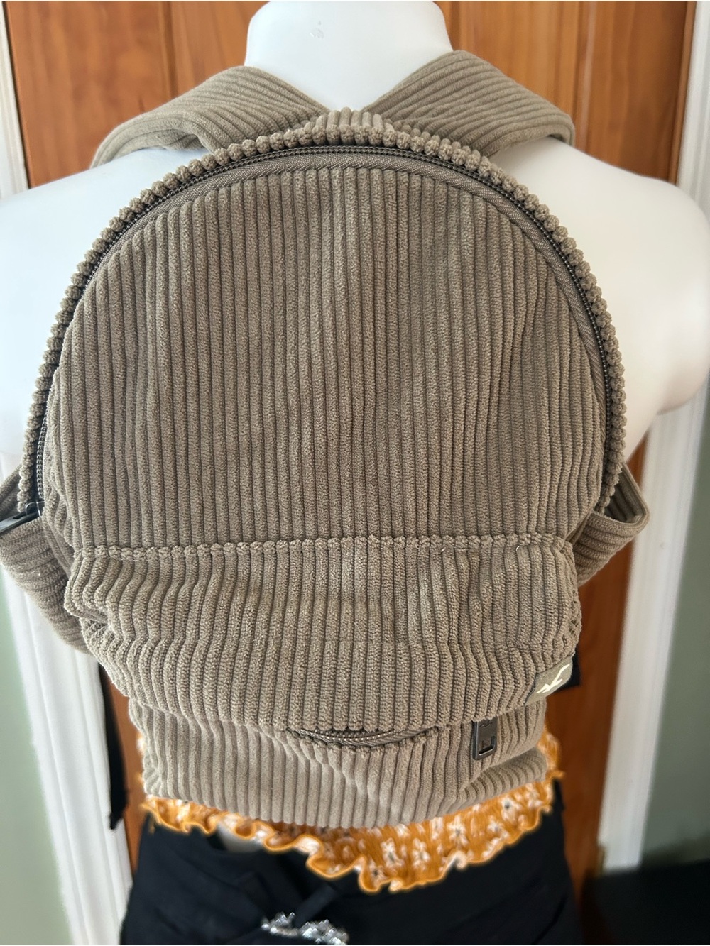 Hollister Taupe Corduroy Mini Backpack